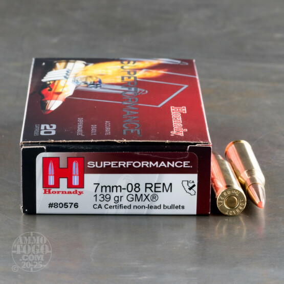 20rds - 7mm-08 Rem. Hornady 139gr. GMX Superformance Ammo