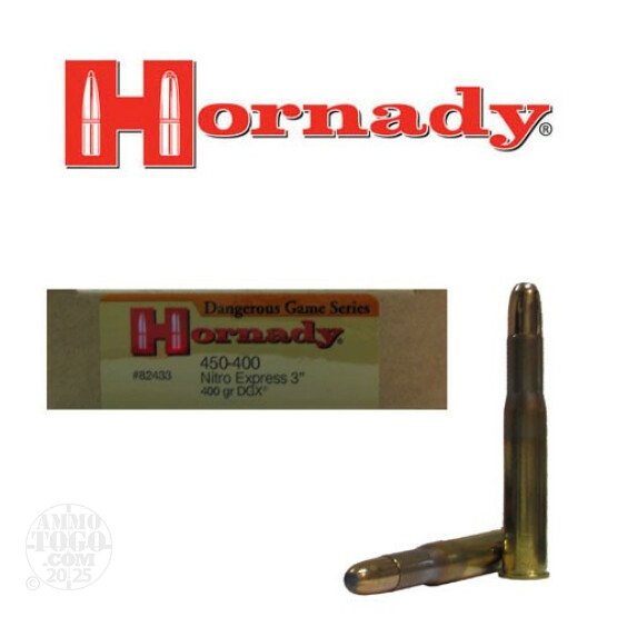 20rds - 450-400 3" Hornady Nitro Express 400gr. DGX Ammo