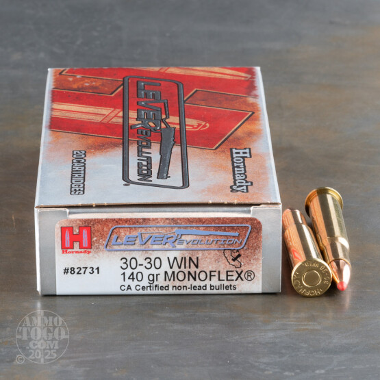 20rds – 30-30 Hornady LEVERevolution 140gr. MonoFlex Ammo