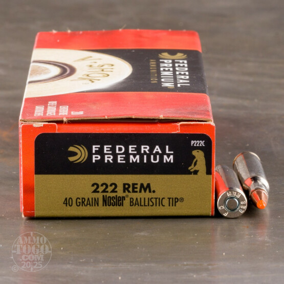 20rds - 222 Rem. Federal Vital Shok 40gr. Nosler Ballistic Tip Ammo
