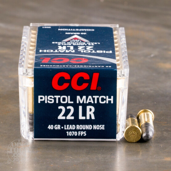 50rds - 22LR CCI Pistol Match 40gr. Lead Round Nose Ammo