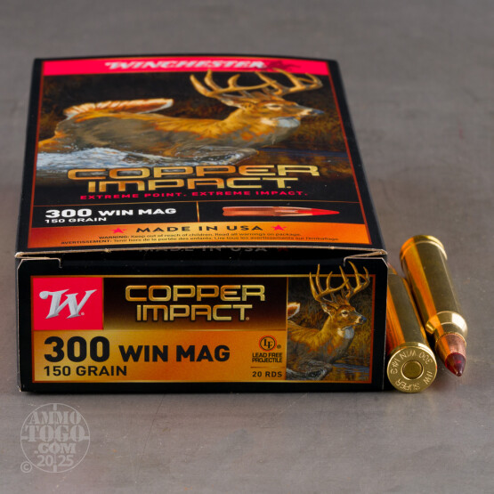 20rds – 300 Win Mag Winchester Copper Impact 150gr. Copper Extreme Point Ammo *DISCOLORED BULLETS*