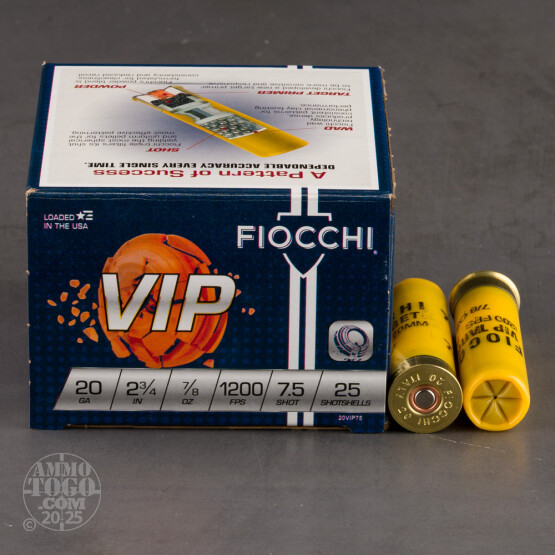 250rds – 20 Gauge Fiocchi 2-3/4" 7/8oz. #7.5 Shot Ammo