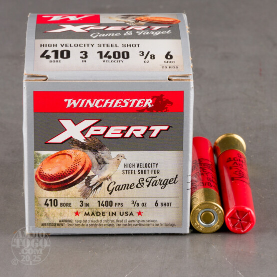 25rds – 410 Bore Winchester Super X 3" 3/8oz. #6 Steel Shot Ammo