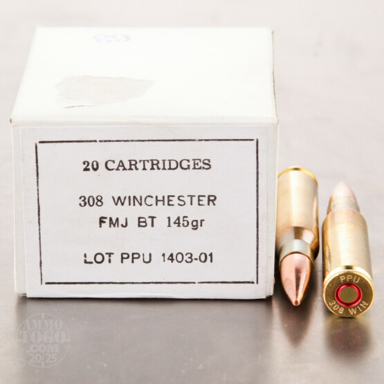 20rds - .308 Prvi Partizan 145gr. FMJ Ammo