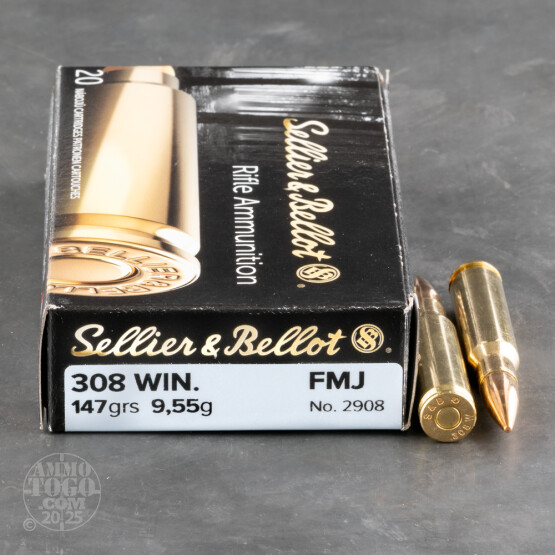 20rds - .308 Sellier & Bellot 147gr. FMJ Ammo
