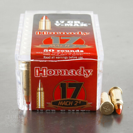 50rds - 17 Mach 2 Hornady 17gr. V-Max Polymer Tip Ammo