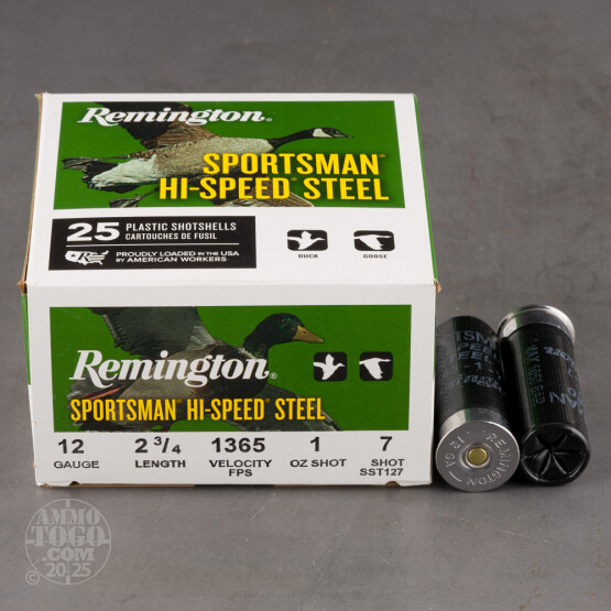 250rds - 12 Gauge Remington Sportsman Hi-Speed Steel 2 3/4" 1oz. #7 Shot Ammo