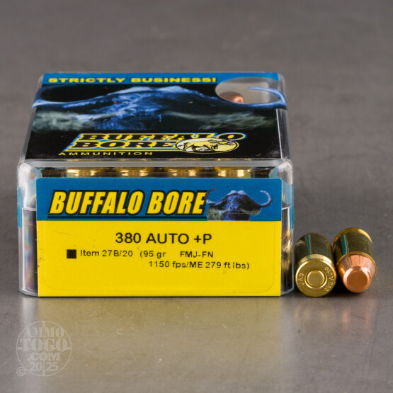 20rds – 380 ACP +P Buffalo Bore 95gr. FMJ FN Ammo