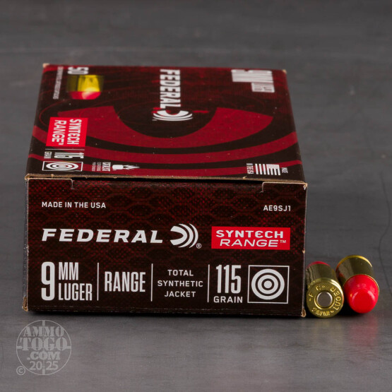 50rds - 9mm Federal American Eagle Syntech 115gr. TSJ Ammo