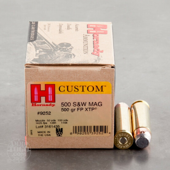 20rds – 500 S&W Hornady Custom 500gr. InterLock Flat Point XTP Ammo