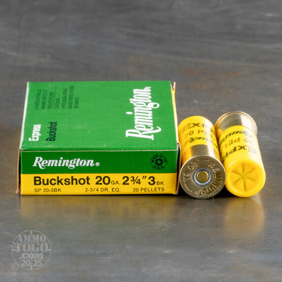 250rds – 20 Gauge Remington Express 2-3/4" 20 Pellet #3 Buckshot Ammo
