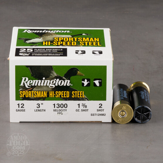 250rds - 12 Gauge Remington Sportsman Hi-Speed Steel 3" 1 3/8oz. #2 Shot Ammo