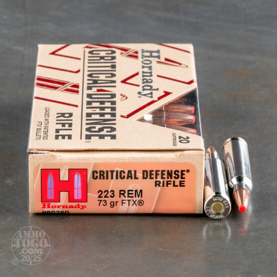 20rds – 223 Rem Hornady Critical Defense 73gr. FTX Ammo