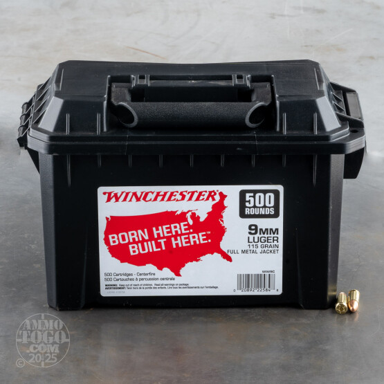 500rds – 9mm Winchester USA 115gr. FMJ Ammo in Field Box