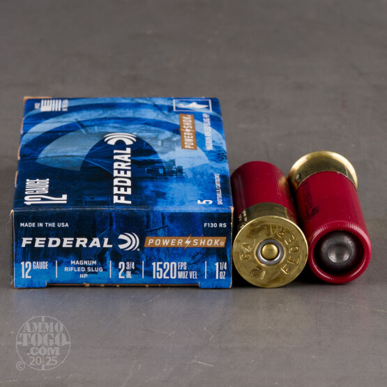 5rds - 12 Gauge Federal Power-Shok 2-3/4" 1-1/4 Ounce HP Rifled Slug Ammo