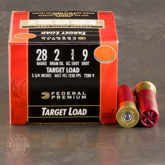 25rds - 28 Gauge Federal Gold Medal Target 2 3/4"  3/4oz. #9