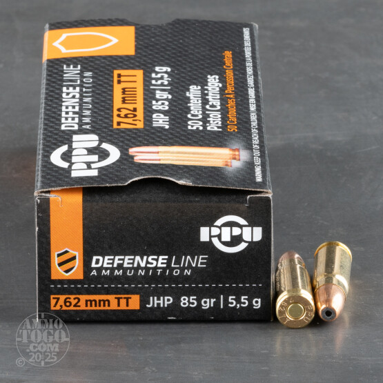 50rds - 7.62x25 Tokarev Prvi Partizan 85gr. JHP Ammo