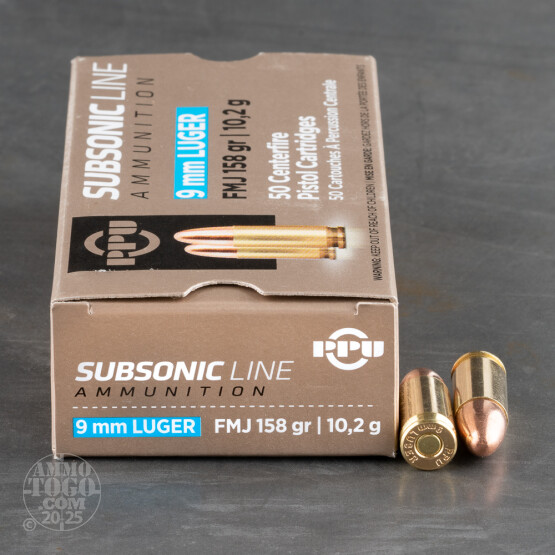 50rds - 9mm Prvi Partizan 158gr. Sub-Sonic FMJ Ammo