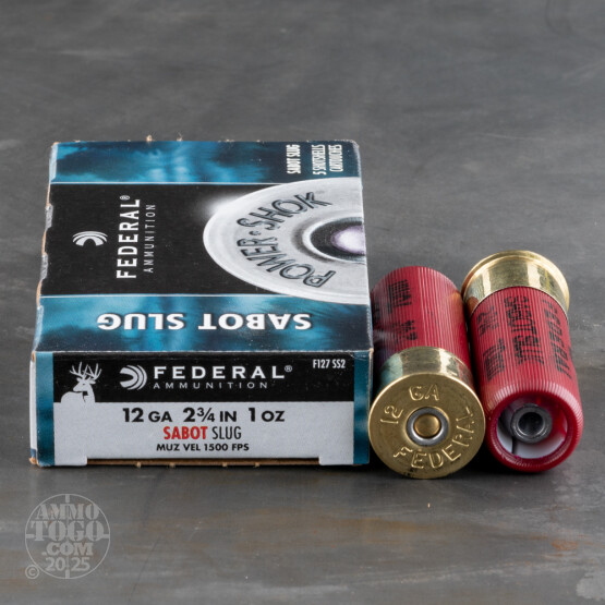 5rds - 12 Gauge Federal Power-Shok 2 3/4" 1oz. Sabot Slug Ammo