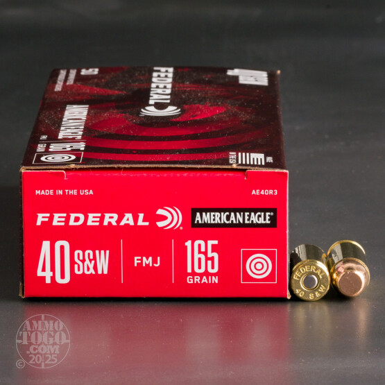 50rds - 40 S&W Federal American Eagle 165gr. FMJ Ammo