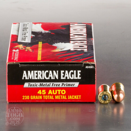 50rds - 45 ACP Federal American Eagle IRT 230gr. TMJ Ammo
