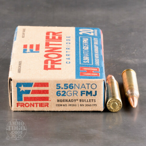 20rds – 5.56x45 Hornady Frontier 62gr. FMJ Ammo