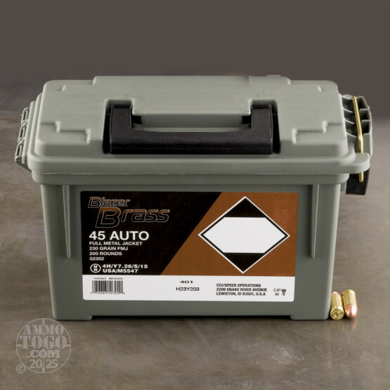 200rds – 45 ACP Blazer Brass Plano Ammo Can 230gr. FMJ Ammo