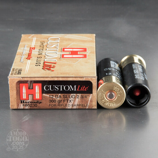 5rds - 12 Gauge Hornady SST 2 3/4" 300gr. FTX Light Slug Ammo (Rifled Barrels Only)