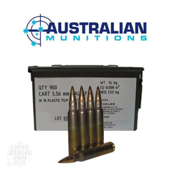 900rds - 5.56 NATO ADI 62gr. SS109 F1 Ball Ammo in Film Packs With Ammo Can