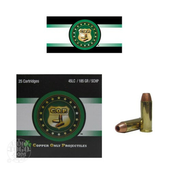 25rds - 45 Long Colt Rare Ammo COP 185gr. +P SCHP Ammo