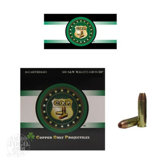 20rds - 500 S&W Rare Ammo COP 275gr. SCHP Ammo