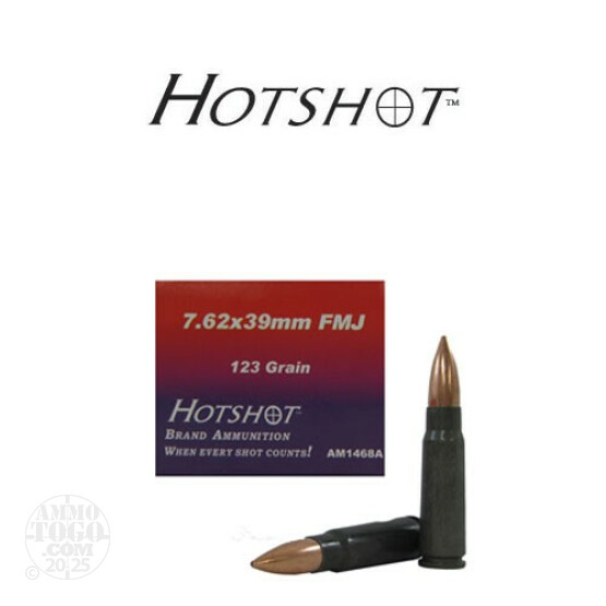 100rds - 7.62x39 HotShot 123gr. FMJ Ammo
