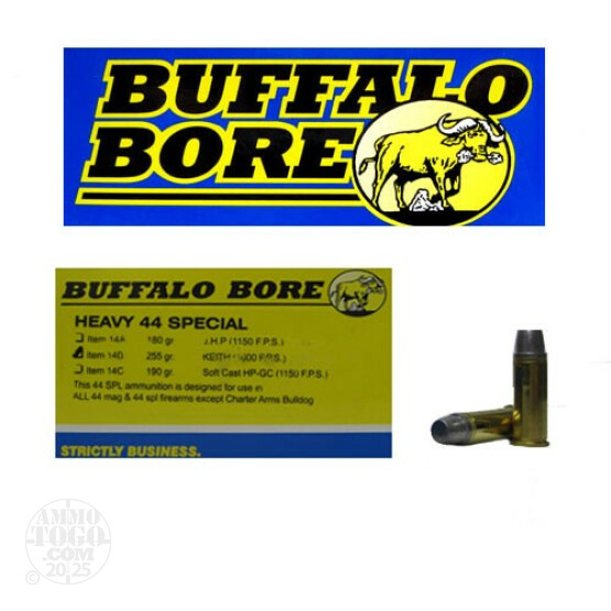20rds - 44 Special Buffalo Bore Heavy 255gr. Keith Hardcast Semi-Wadcutter Ammo