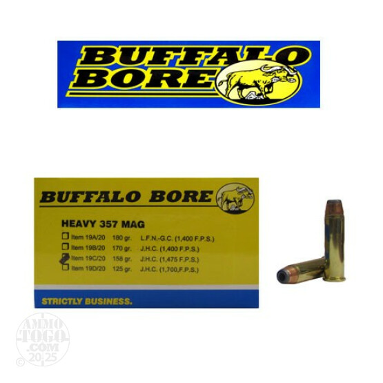 20rds - 357 Mag Heavy Buffalo Bore 158gr. JHP Ammo