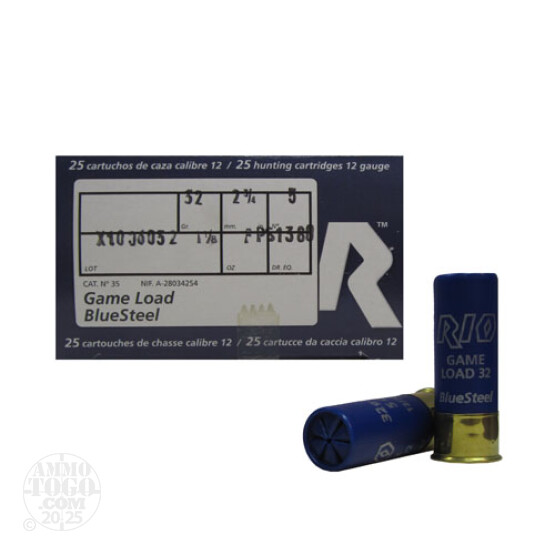 250rds - 12 Ga. Rio Royal BlueSteel 2 3/4" 1 1/8oz #5 Steel Shot Ammo