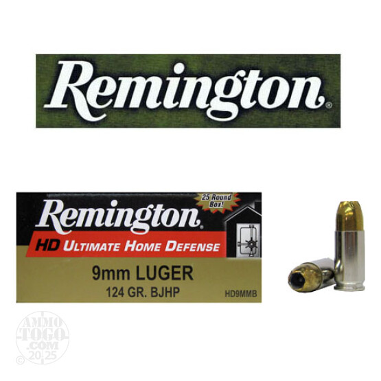 9mm 124 gr JHP Remington Ultimate Home Defense Ammunition For Sale!
