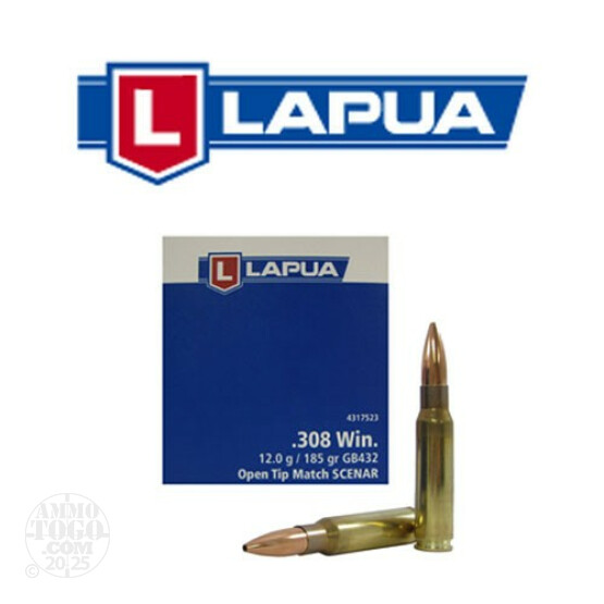 50rds - 308 Win Lapua 185gr. Scenar OTM Ammo