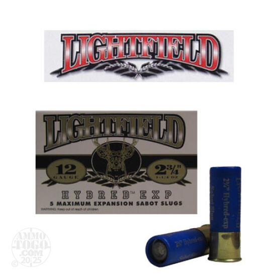 5rds - 12 Gauge Lightfield Hybred EXP 2 3/4" 1 1/4oz. Sabot Slug Ammo