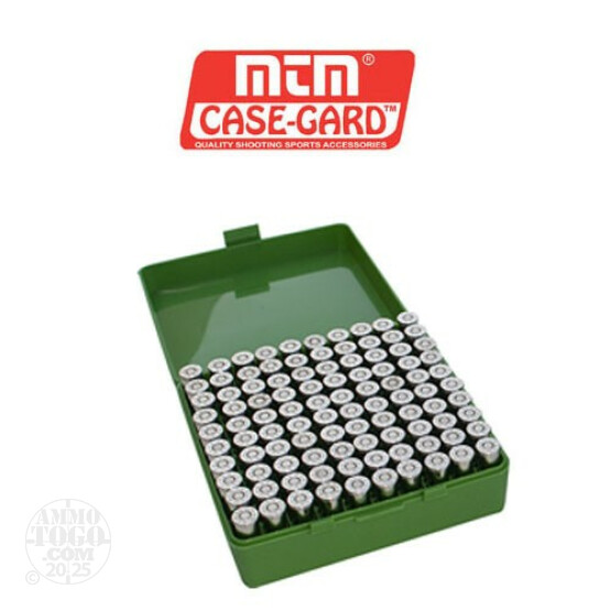 1 - MTM Case-Gard P-100 100rd. Pistol Ammo Box for .38 - .357 Green Color