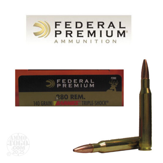 20rds - 280 Rem. Federal Vital-Shok 140gr. Barnes Triple Shock Ammo
