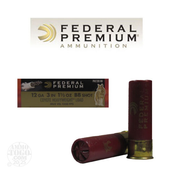 10rds - 12 Ga. Federal Premium Coyote Heavy 3" 1 1/2oz. BB Shot Ammo