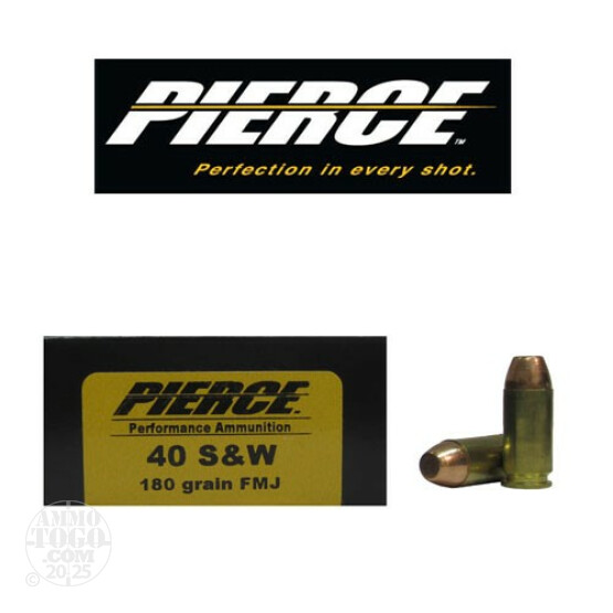 500rds - 40 S&W Pierce 180gr. FMJ Ammo