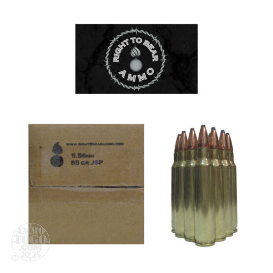 200rds - 5.56 Right To Bear 55gr. JSP Ammo