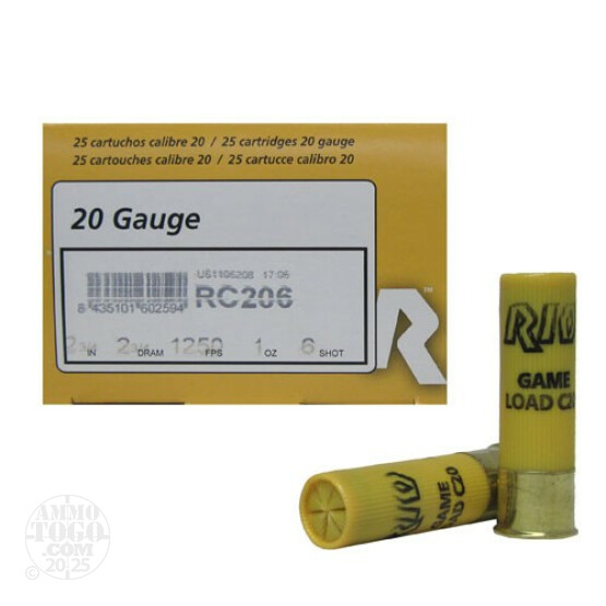 25rds - 20 Gauge RIO 2 3/4" 2 3/4 Dram 1oz. #6