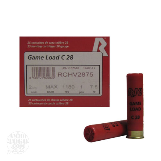 250rds - 28 Gauge Rio 2 3/4" 1oz. #7 1/2 Shot Ammo