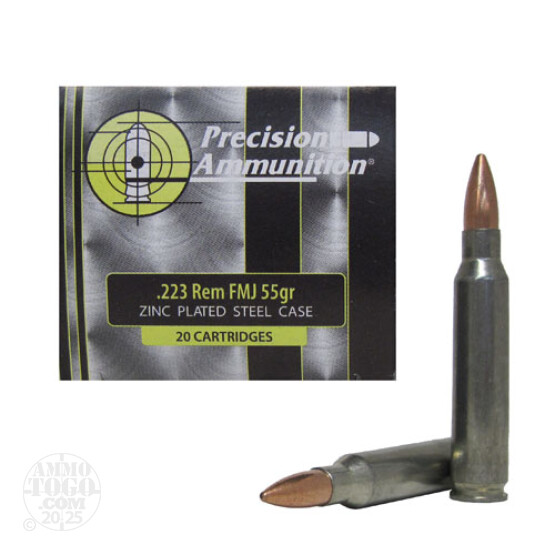 500rds - 223 Rem. Ruag 55gr. FMJ Zinc Plated Steel Case Ammo