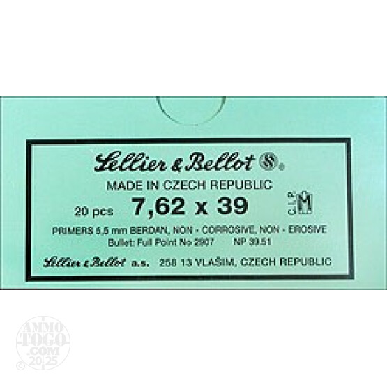 1000rds - 7.62x39 S&B Military Brass Cased FMJ Ammo