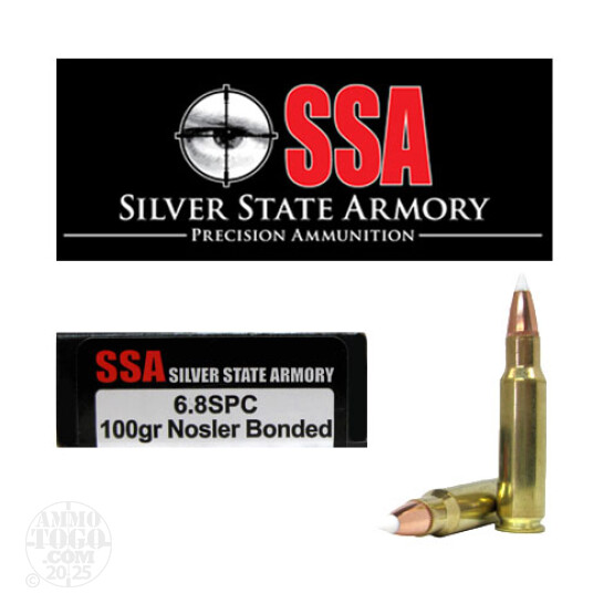 20rds - 6.8 SPC Silver State Armory 100gr. Nosler Accubond Ballistic Tip Ammo