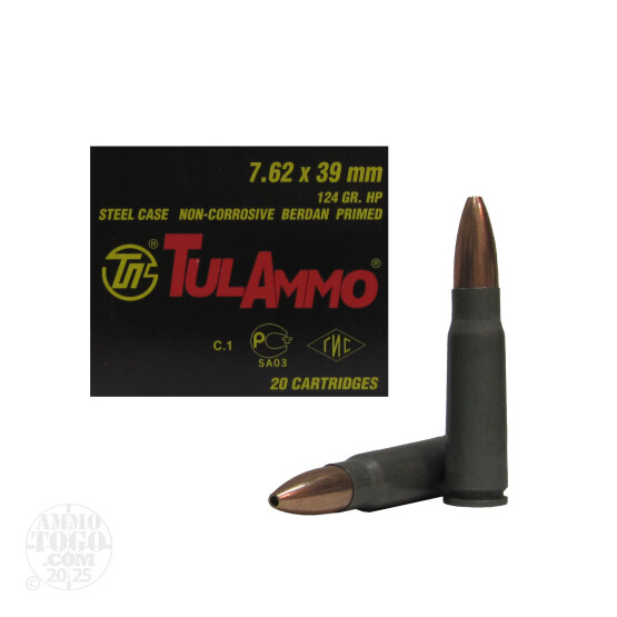 1000rds - 7.62x39 Tula 124gr. HP Ammo